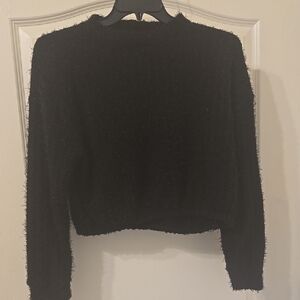 37 Orchard Black Fuzzy Crop Sweater